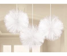 amscan 180182-08 Tüll Fluffy-Dekobälle, weiß