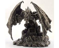 Drachen-Figur mit Schatzkiste; aus Bronze