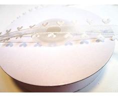 CaPiSo 10m Organza Mit Herz Geschenkband Herzen Dekoband Herzband Organzaband Hochzeit Weihnachten (Creme, 15mm)