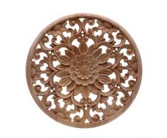 TOOGOO Geschnitzte Blume Schnitzen Runde Holz Applikationen Fuer M？Bel Kabinett Unlackiert Holzleisten Abziehbild Dekorative Porzellanfigur