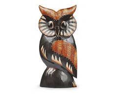 TEMPELWELT Deko Figur Eule Wula schwarz braun aus Albesia Holz, Höhe 20 cm groß, Holzfigur Uhu Kunsthandwerk aus Bali handgefertigt