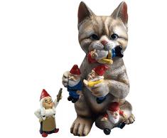 By Mark & Margot, Gartenzwerg, Motiv: bösartige Katze, ideales Kunst-Deko-Geschenk für drinnen und draußen, Zuhause oder Büro