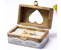 Happy Weddng Art Ringkissen Hochzeit Ring Box Ringbox Vintage Stil Holz Ring Schatulle Hochzeitsdeko Deko Holz Ring Box