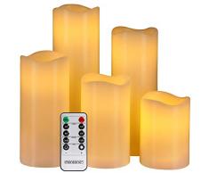 Monzana 5 LED Echtwachs Kerzen mit Fernbedienung Timerfunktion Flamme flackernd 5 unterschiedliche Größen Ø7,5cm breit groß