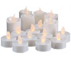 Best Season LED-Kerzenset, 16-teilig, 6 Kerzen und 10 Teelichte inklusive Batterien, Blisterpackung, weià 067-32