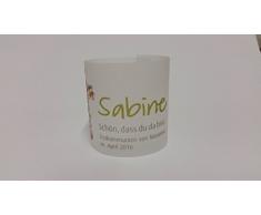 6 Tischlichter Konfirmation, Kommunion, Erstkommunion, Tischschmuck, Platzkärtchen, Tischkärtchen, Namensschild Tischdekoration Motiv buntes Kreuz aus Kinderhänden mit Teelichtglas