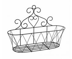 Unbekannt | Wandkorb Metall Schwarz L 60 cm B 20 cm H 45 cm Metallkorb Hängekorb für Pflanzen und Aufbewahrung | Blumenhalter Wand Deko Landhaus Gartendeko