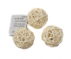 10 Stück Natur Wicker Rattan Kugeln Tischschmuck Hochzeit Party zum Aufhängen Wobble Ball Weihnachten Deko 4cm Weiß