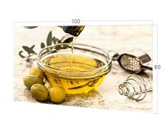 GRAZDesign 200042_100x60_SP Küchenrückwand Glas-Bild Spritzschutz Küche |Edler Kunstdruck hinter Glas | Bild-Motiv Olivenöl | Eyecatcher für Zuhause (100x60cm)