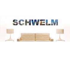 Wandtattoo farbige Wandschrift Städtename Schwelm mit Sehenswürdigkeiten 80 x 11 cm Länge