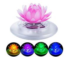 ALLOMN Solar Schwimmlicht, Pool Teich Schwimmendes Lotus Licht Teich Dekorationslicht IP65 Wasserdicht Zartes Lotus Aussehen, Auto EIN/Aus Manueller Schalter für Schwimmbad Brunnen Aquarium (1 Stück)