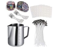 UNIQUEEN DIY Kerzen Handwerk Natural Candle Docht Pre-Waxed Wicks Kerze Blechdosen Kerze Dosen DIY Candle Making Kit Halter Aufbewahrungskoffer Kerzenherstellungs Set (A#)