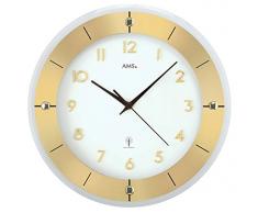 AMS Wanduhr, Holz, Gold, 35 x 35 x 12 cm