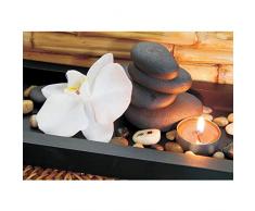 Vlies Fototapete PREMIUM PLUS Wand Foto Tapete Wand Bild Vliestapete - Steine Kerze Orchidee Relax Wellness. Romantik Bad Orange Bambus - no. 279, Größe:254x184cm Vlies
