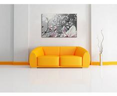 schöne Magnolie Blüten schwarz/weiß Format: 60x40 auf Leinwand, XXL riesige Bilder fertig gerahmt mit Keilrahmen, Kunstdruck auf Wandbild mit Rahmen, günstiger als Gemälde oder Ölbild, kein Poster oder Plakat