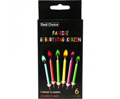6 Geburtstagskerzen Partykerzen mit bunter Flamme