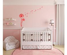 Wandtattoo 2 x Pusteblume / Löwenzahn + 25 Blüten 120cm / 80cm rot E922