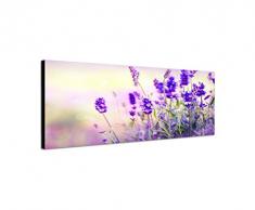 Panoramabild auf Leinwand und Keilrahmen 150x50cm Lavendel FrÃ¼hling Licht