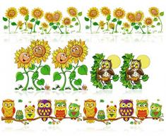 com-four® 8X Fensterbilder mit Sonnenblumen und Eulen Motiven - statisch haftende Fensterfolie - Herbst-Fenstersticker (08-teilig - Eule + Sonnenblume)