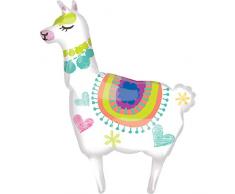 Amscan 3847801 Folienballon Supershape Lama, Mehrfarbig