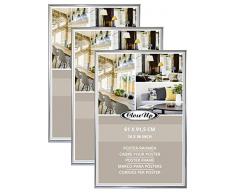 Close Up Posterrahmen-Set 3 STK. 61x91,5 cm Silber - Wechselrahmen für Maxi Poster, Qualitäts-Bilderrahmen, bruchsichere PVC-Scheibe