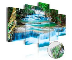 murando - Acrylglasbild Landschaft 100x50 cm - 5 Teilig - Bilder Wandbild - modern - Decoration - Natur Wasserfall Thailand Baum Wald b-B-0080-k-m