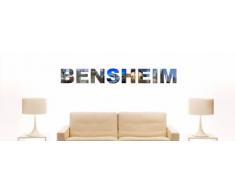 Wandtattoo farbige Wandschrift Städtename Bensheim mit Sehenswürdigkeiten 80 x 10 cm Länge