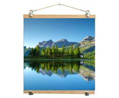 61 cm (für A1 und A2 geeignet) Posterleiste, Posterschiene, Posterrahmen, Posterhänger, Bilderleiste aus Holz (Eiche) mit Aluminium oder PVC Weiß, für dickes Material bis 2.5mm, HANDMADE IN GERMANY.