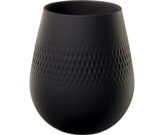 Villeroy & Boch Collier Noir Vase Carré No. 2, 12,5x12,5x14 cm, Premium Porzellan, Schwarz
