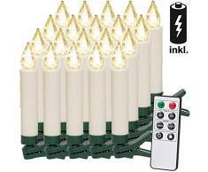 20 LED Weihnachtsbaumkerzen I Kabellos I Inkl. Batterien I Warmweiß I Fernbedienung I Timerfunktion I Flackern I Dimmbar I Weihnachtskerzen