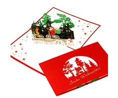 3D WeihnachtskarteWeihnachtsmann & Rentier - lustige Pop Up Karte zu Weihnachten als Weihnachtskarten mit Umschlag, Geschenkverpackung & Gutschein