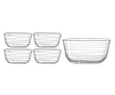 Leonardo Gusto Struttura Starter-Set Schale (2,4 l) mit Schälchen (500 ml), 5-teilig, Klarglas mit Struktur, 038120
