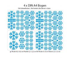 XXL Fensterbild Schneeflocken 120 x Aufkleber im Set – WIEDERVERWENDBAR - Schneeflocken, Sterne und Punkte von Wandtattoo-Loft® / Fensteraufkleber / Fensterbilder / Fensterdeko Set