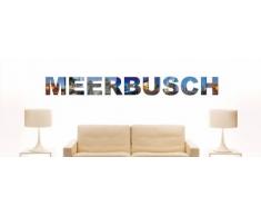 Wandtattoo farbige Wandschrift Städtename Meerbusch mit Sehenswürdigkeiten 80 x 9 cm Länge