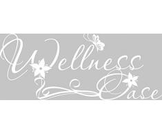 GRAZDesign Wasserfeste Aufkleber Wellness Oase - Wandsticker Ornament Blume Schmetterling - Wandtattoo Bad WC Schild/für Nassbereich / 72x30cm / 650248_30_010