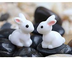 xinjiener Mini-Hasenfiguren für Garten Bonsai-Landschaftsdekoration, 2 Stück