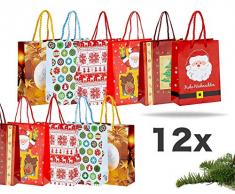 12x XXL Weihnachtstaschen Weihnachten Geschenktüten Weihnachtstüte Geschenktaschen für Geschenke (12x Geschenktüten MixClassic)