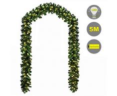 Baunsal GmbH & Co.KG Weihnachtsgirlande Tannengirlande Girlande grün 5 m und Lichterkette mit Micro LEDs