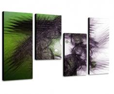 Augenblicke Wandbilder Feng shui Energielehre 130x70cm 4 teiliges Keilrahmenbild (30x70+30x50+30x50+30x70cm) abstraktes Wandbild mehrteilig Kunstdruck im Gemälde-Stil - optisch wie handgemalt Vintage