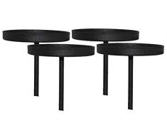 Novadeco 4X Kerzenpick flach 8cm Adventskerzenhalter Metall Schwarz Adventskranz Weihnachtsdeko