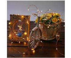2 Stück Lichterkette FeiliandaJJ 5M 50LED Deko Lichterkette,8 Modus wasserdicht Lichterkette für Zimmer, Kinderzimmer, Garten, Balkon, Weihnachten, Halloween, Hochzeit mit Fernbedienung (Gelb)