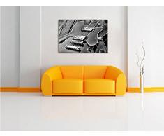 Monocrome, E-Gitarre, Format: 60x40 auf Leinwand, XXL riesige Bilder fertig gerahmt mit Keilrahmen, Kunstdruck auf Wandbild mit Rahmen, günstiger als Gemälde oder Ölbild, kein Poster oder Plakat