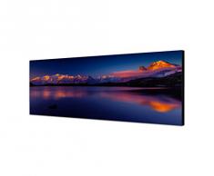 Panoramabild auf Leinwand und Keilrahmen 150x50cm Berge See Sonnenuntergang Spiegelung