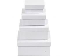 Mehrzweck-Geschenkschachteln, rechteckig, zum Basteln, Größe 5 x 7, 5 + 7 x 9,5 cm, Größe 8,5 x 11,5 + 11 x 14 cm, weiß, 4 verschiedene Größen, H: 3,5 + 4,5 + 5,5 + 6,5 cm