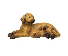 Ambiente Haus Hund mit Welpe braun liegend Dekohund Figur Geschenkidee Hundefigur Skulptur