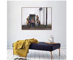 nobrand Wandkunst Gemälde Banksy Graffit Ironie Monitor Menschen Poster Wandbilder für Wohnzimmer Wandkunst Dekoration 40x60cm ohne Rahmen