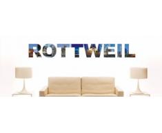 Wandtattoo farbige Wandschrift Städtename Rottweil mit Sehenswürdigkeiten 80 x 11 cm Länge