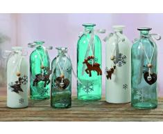 3 x Dekorative Flaschenvasen Louisanne mit Schlaufe und Herzanhänger Dekovase Tischdekoration Geschenk