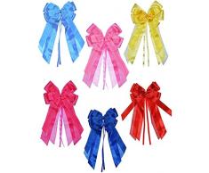 alles-meine.de GmbH 3-D Schleife - pink / rosa - 17 cm breit u. 31 cm lang - Geschenkschleife / Geschenkband für Geschenke und Schultüten - Geschenkeschleife / Dekoschleife