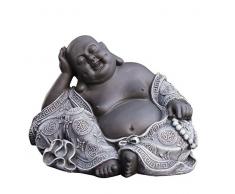Steinfigur Buddha in Schiefergrau, Figur Deko Statue Garten frostsicher